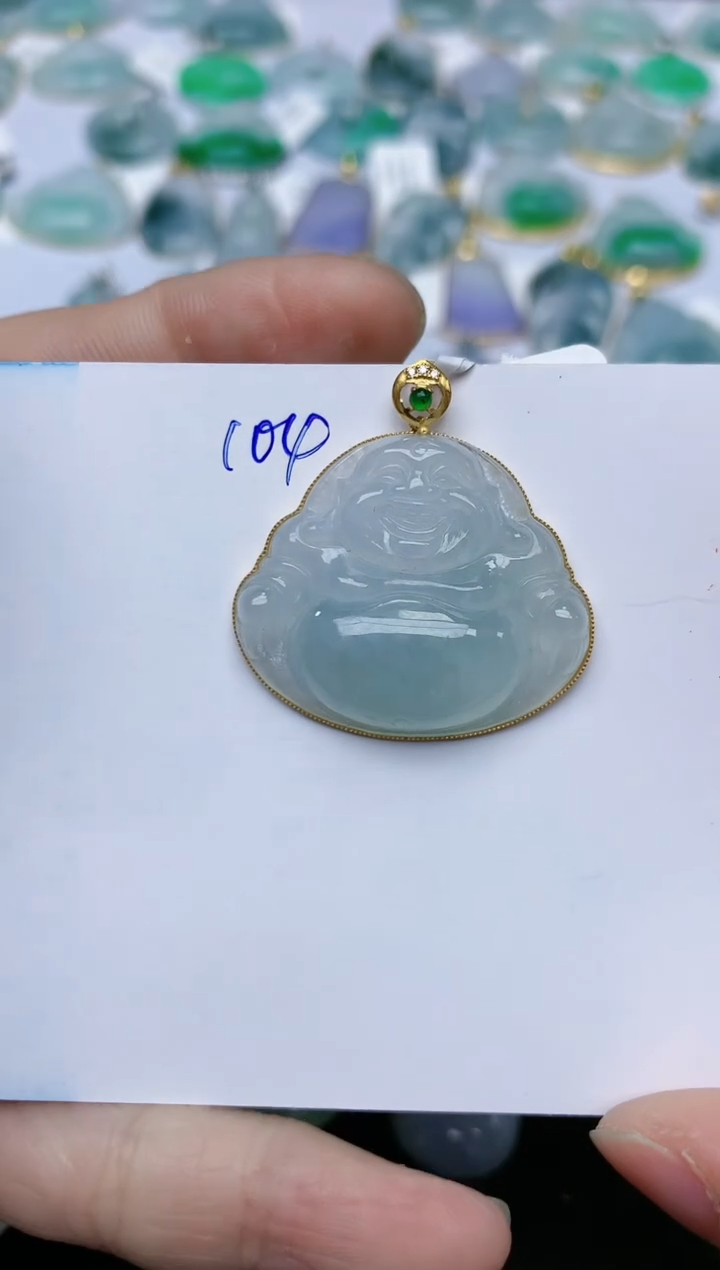 【闪购商品】翡翠颈饰18K金镶嵌天然翡翠A货    