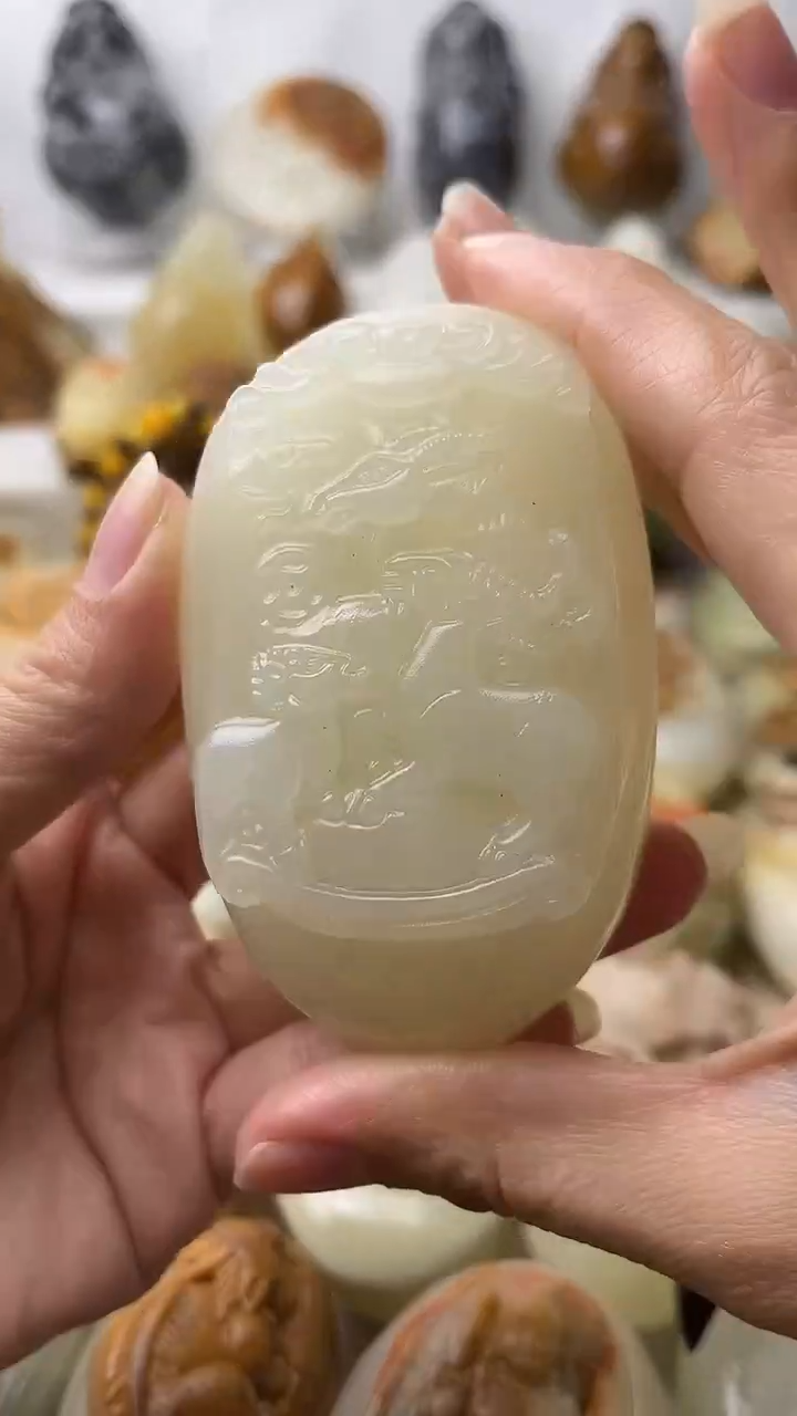 石材古青石棉纹正常不退换三羊开泰