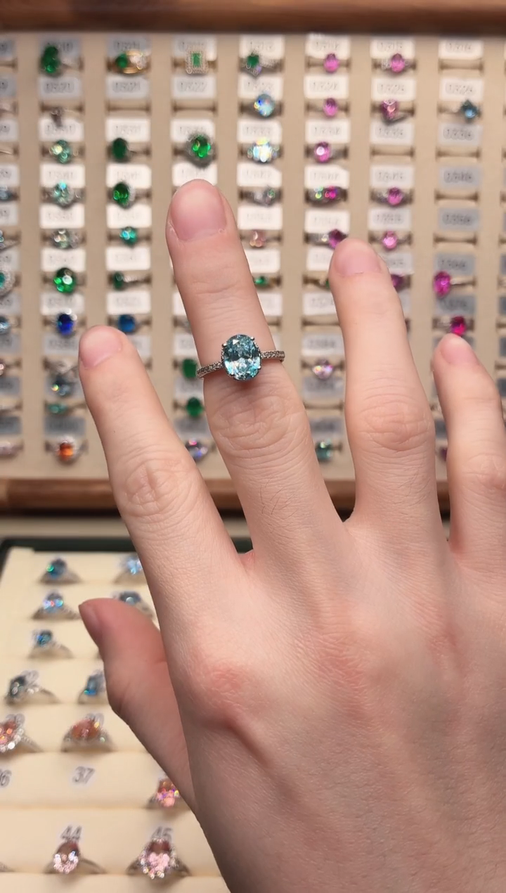 银S925镶嵌戒圈海蓝宝石12212121