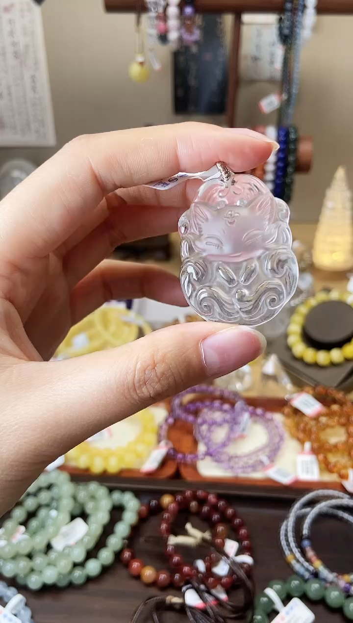 【闪购商品】水晶吊坠未镶嵌白水晶小狐狸吊坠