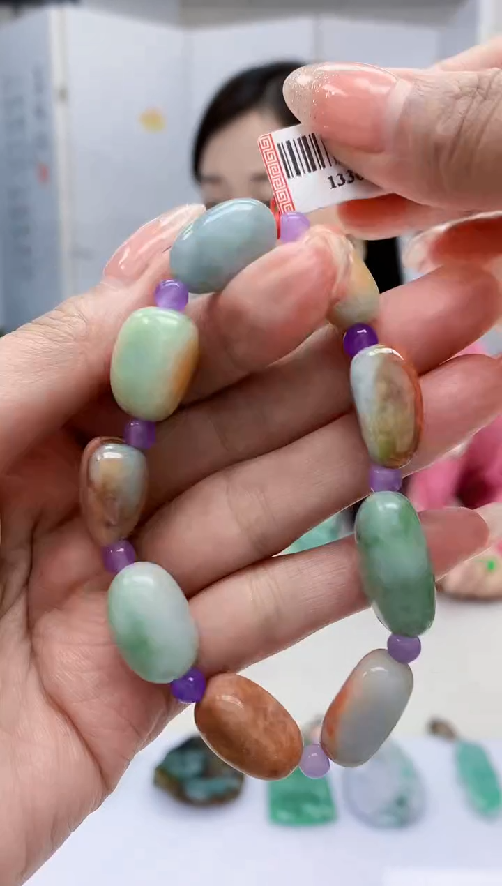 【闪购商品】定制翡翠未镶嵌4852MM-毛货手串145