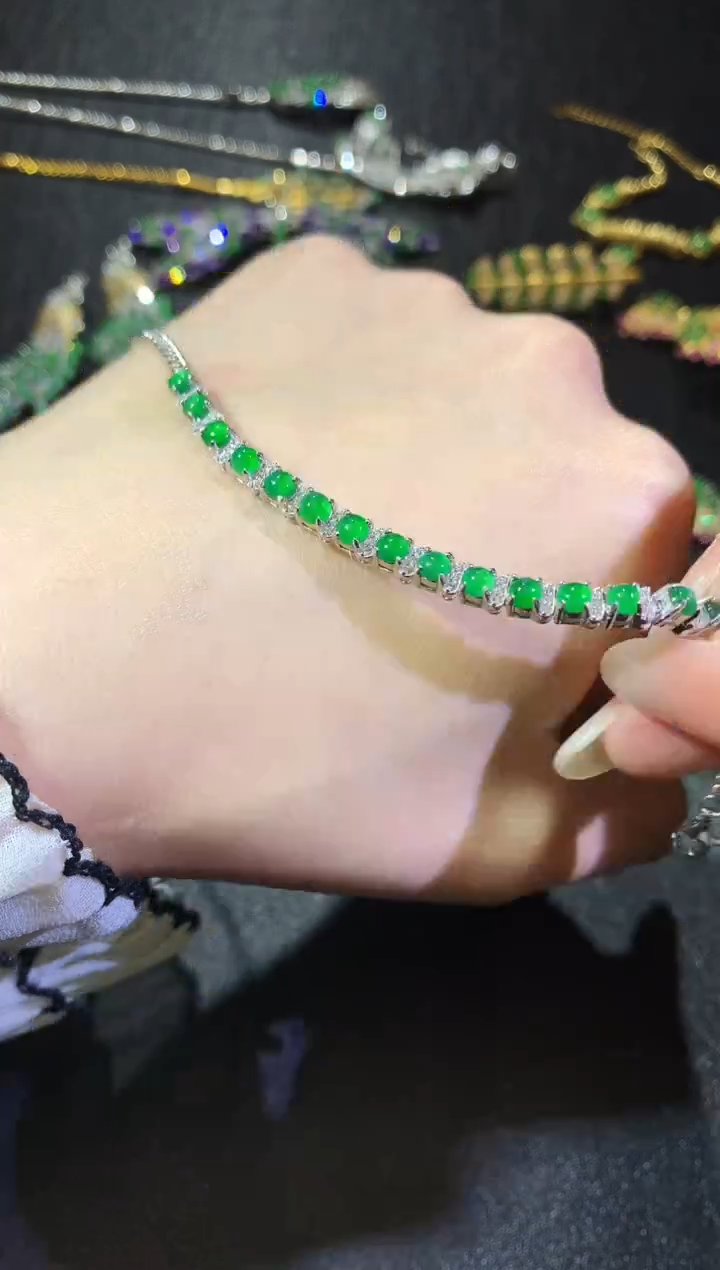 【闪购商品】翡翠手链银S925镶嵌141-手链（多样性发货一件