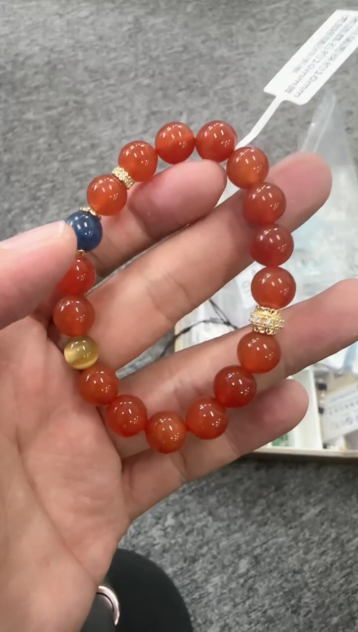 【闪购商品】玛瑙/玉髓手链未镶嵌红玛瑙圆珠约10mm