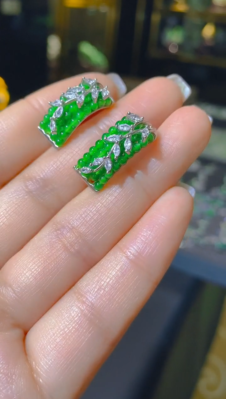 【闪购商品】翡翠耳饰银S925镶嵌070   （多样性发货）