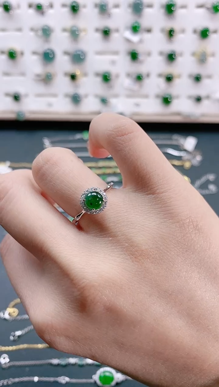【闪购商品】翡翠戒指银S925镶嵌天然翡翠
