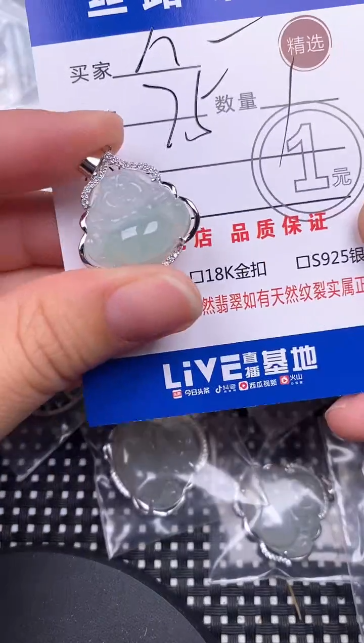 翡翠银S925镶嵌颈饰挂件