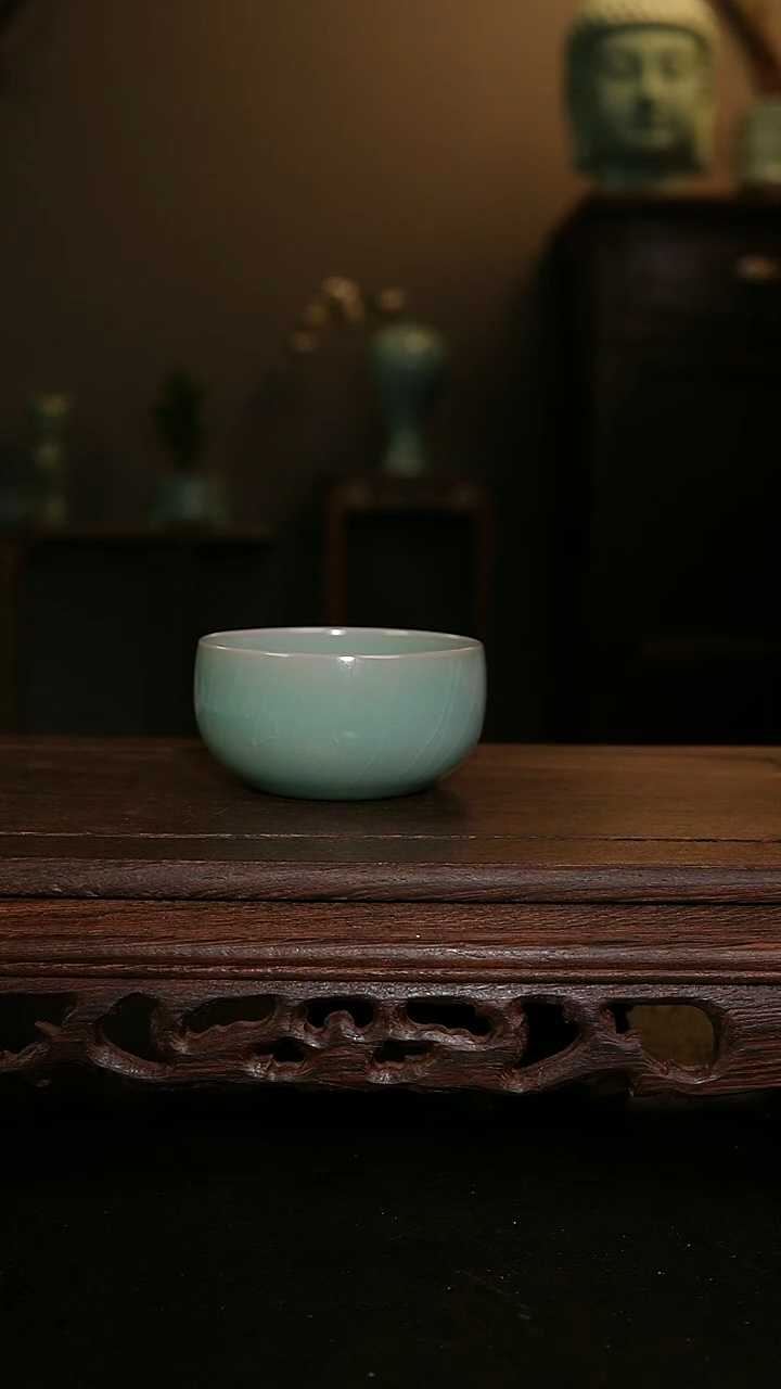 其他仿古手工军绿卧足禅定杯 