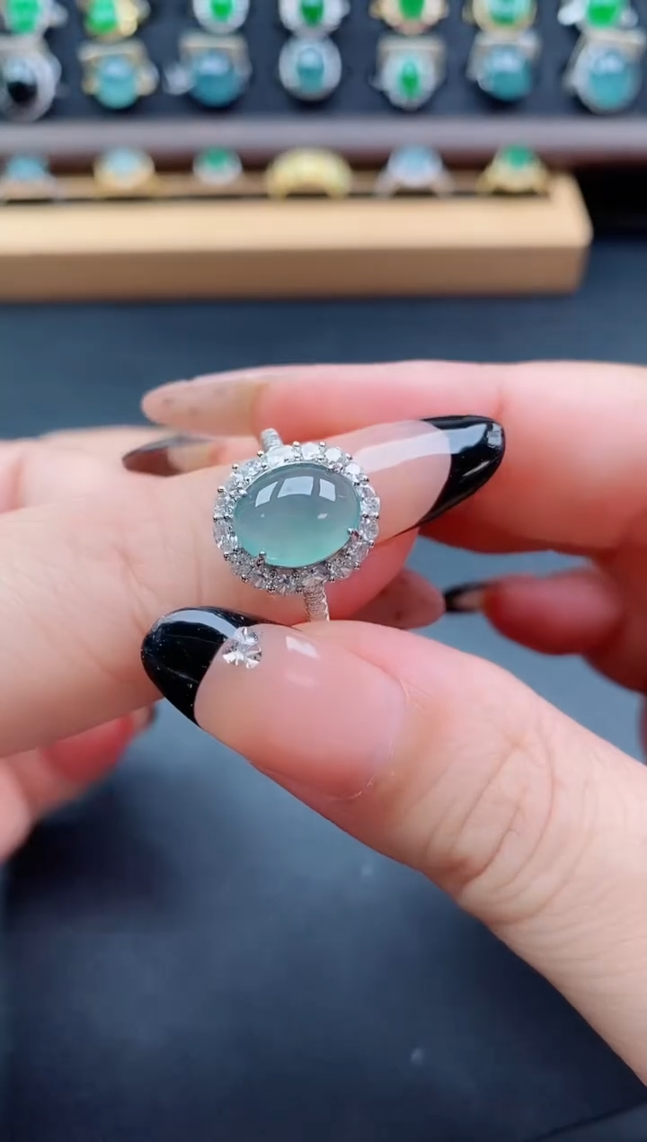 银S925镶嵌戒指翡翠121