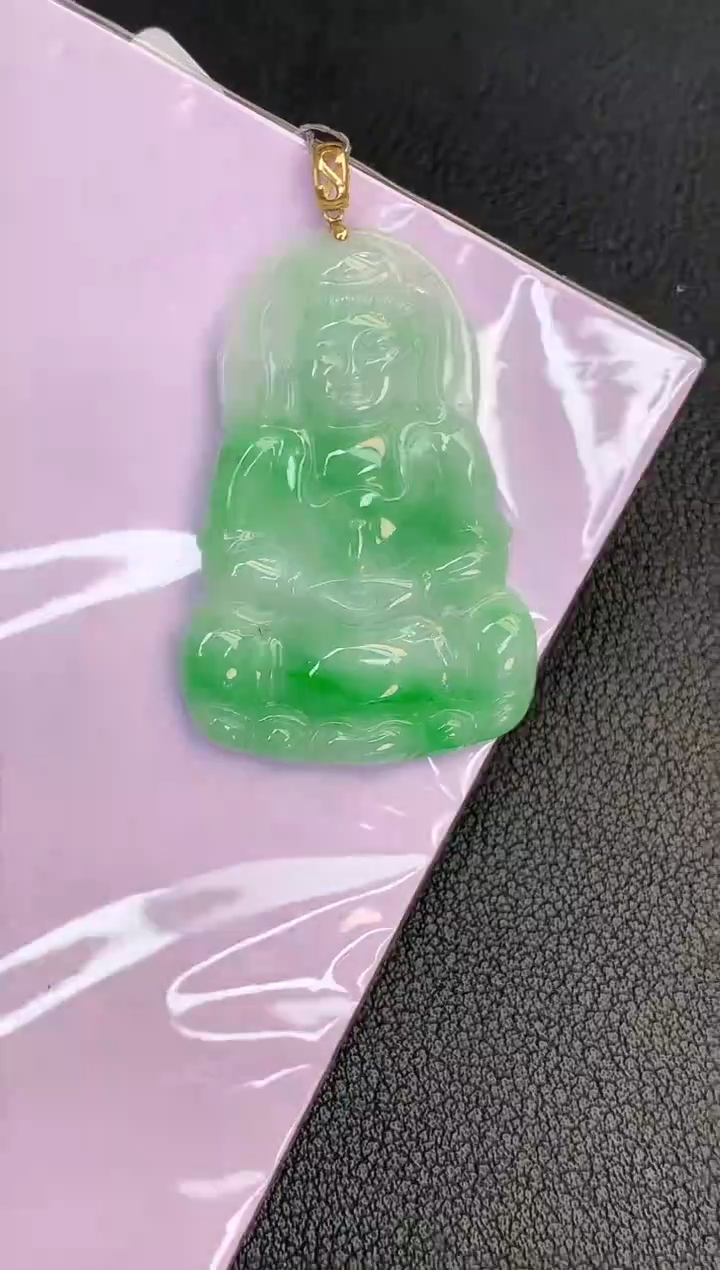 颈饰18K金镶嵌翡翠赠礼盒证书 珍珍