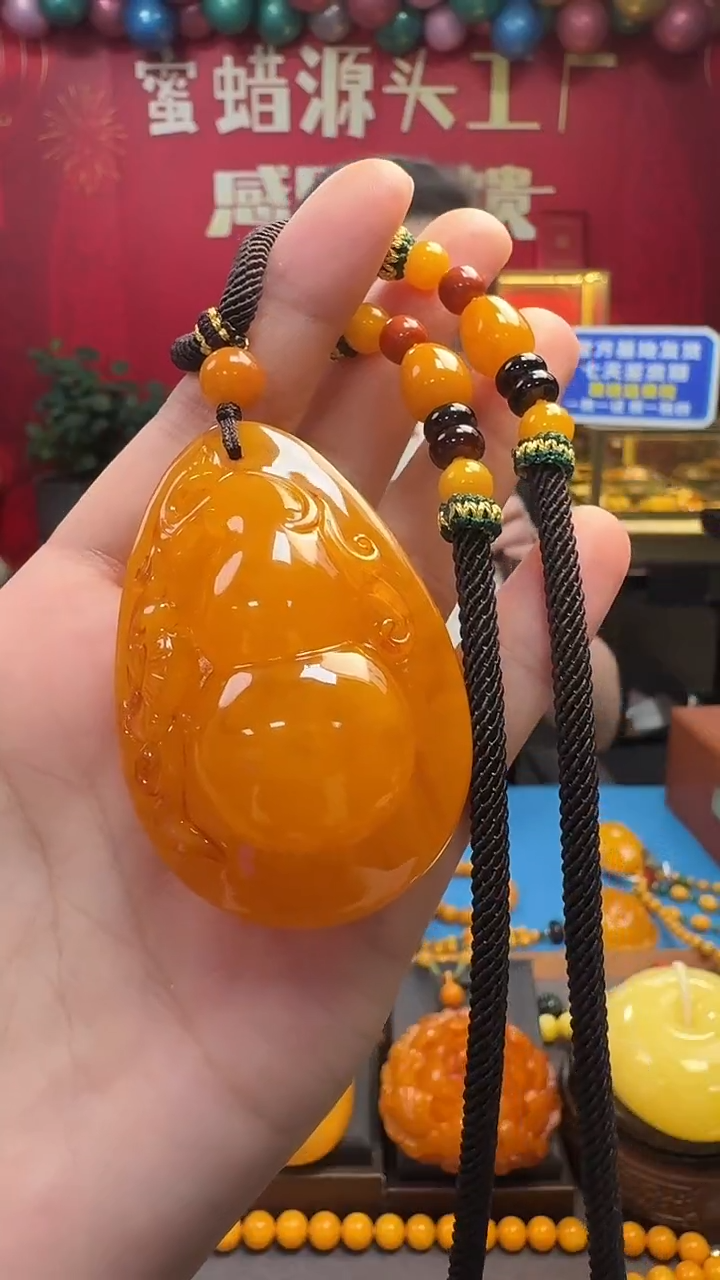 琥珀吊坠(赠链)未镶嵌蜜蜡葫芦套装