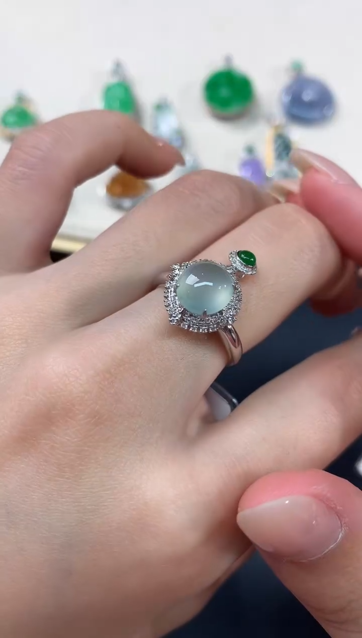 【闪购商品】翡翠戒指18K金镶嵌A321|两用4980