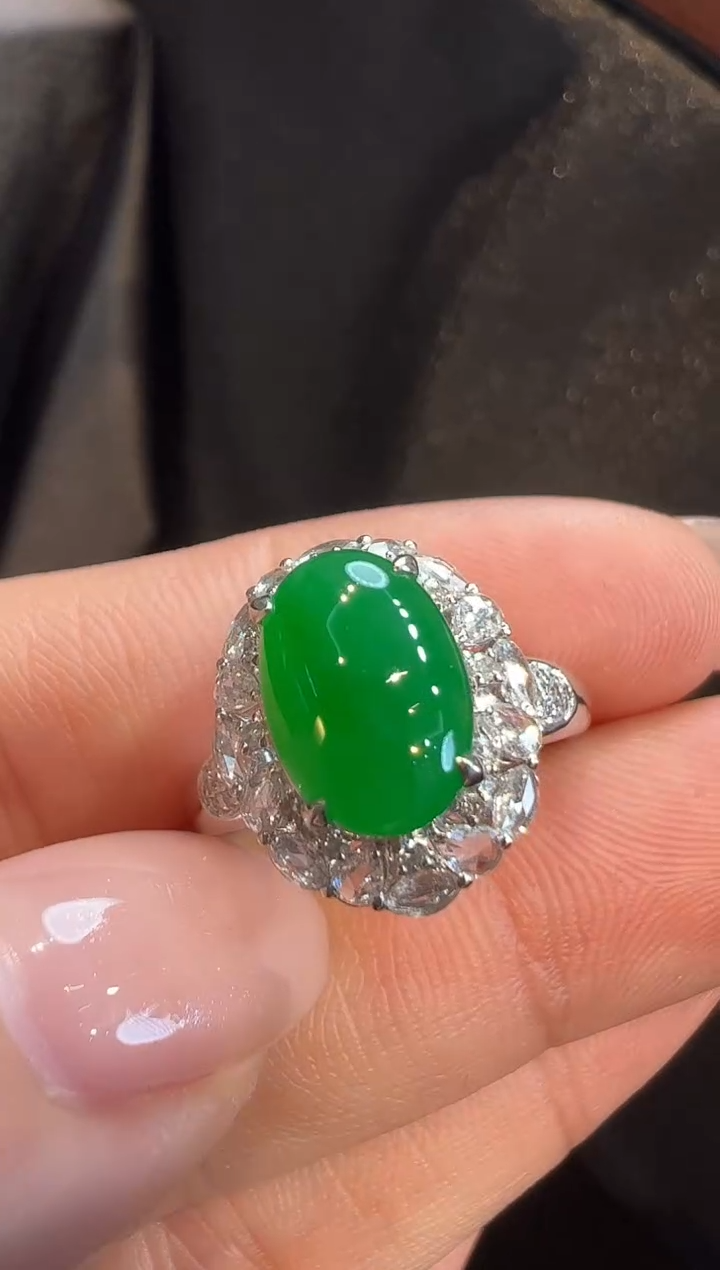 18K金镶嵌戒指翡翠AL6戒指