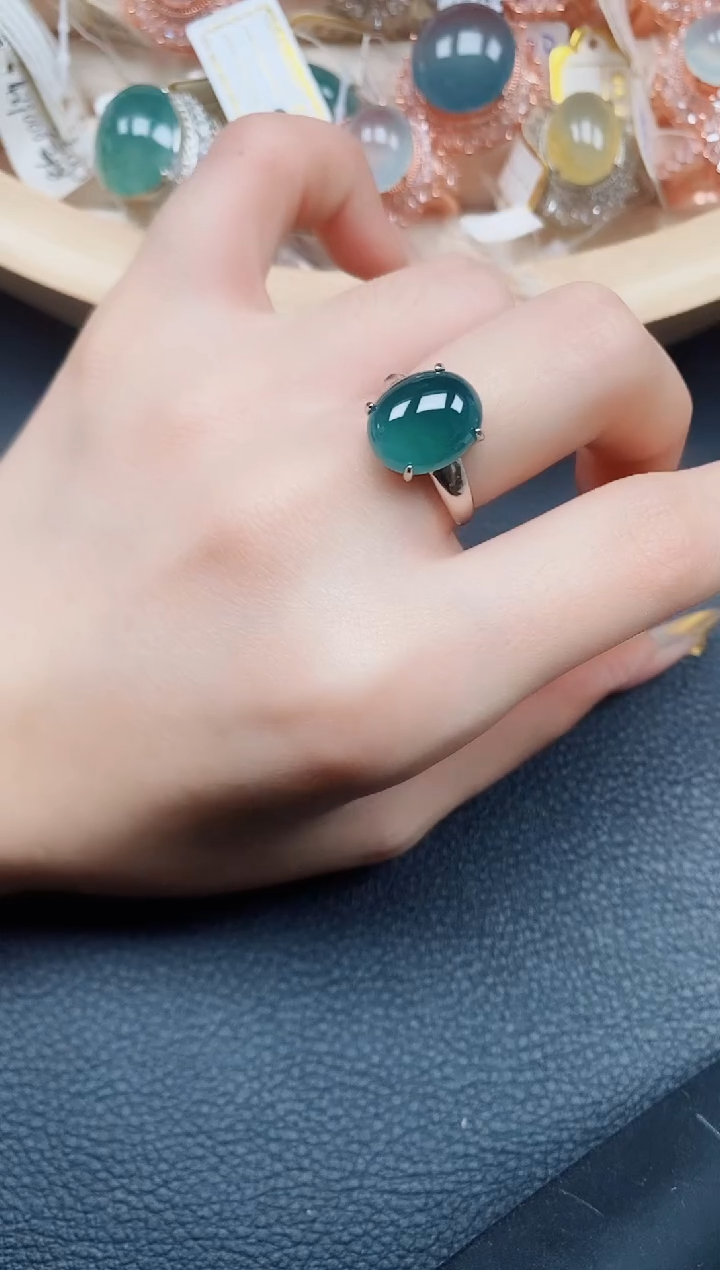 【闪购商品】翡翠戒指银S925镶嵌翡翠