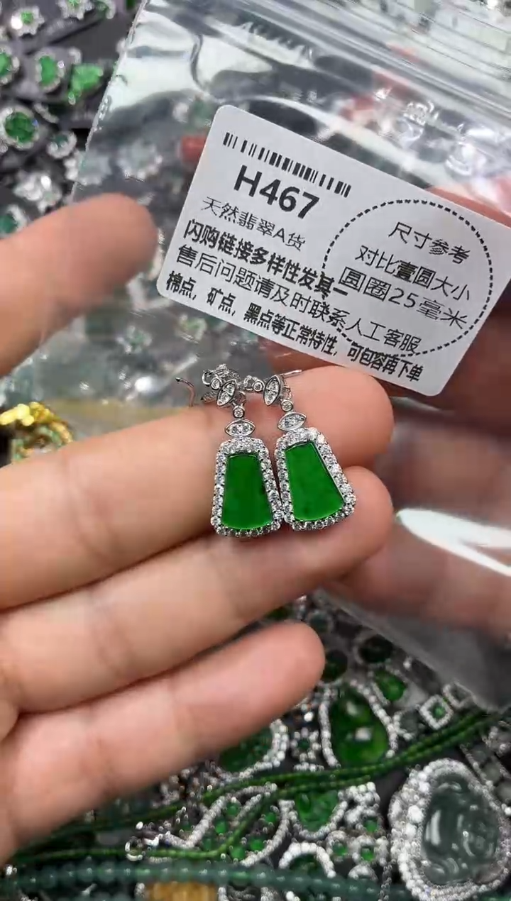 颈饰未镶嵌翡翠H467耳钩