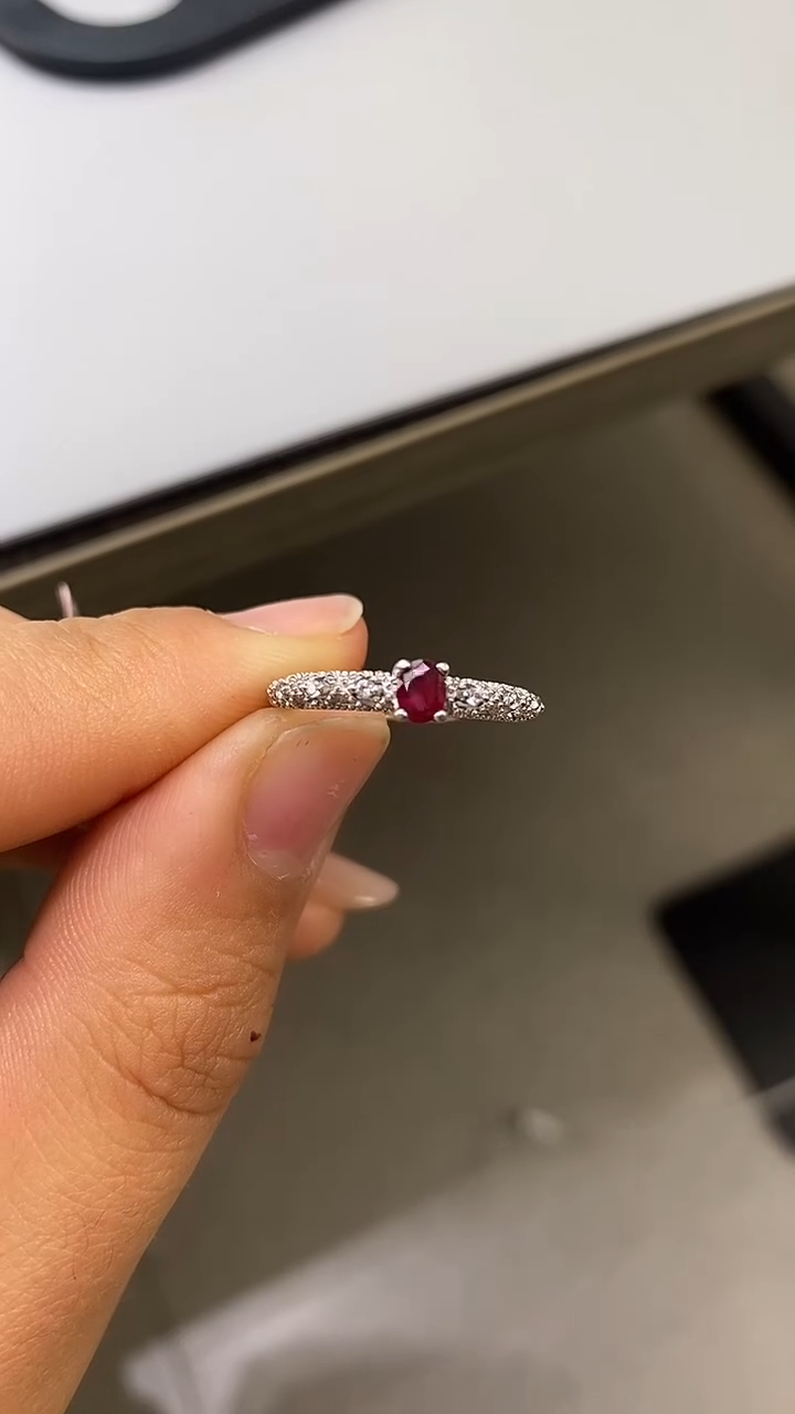 银S925镶嵌戒指红宝石天然红宝石戒指