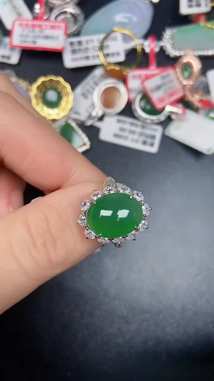 银S925镶嵌戒指翡翠1900