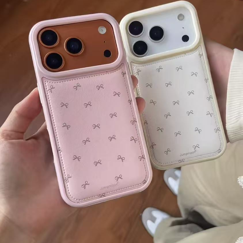 蝴蝶结皮纹壳适用苹果17手机壳13/14ProMax卡通iPhone16/INS风17P