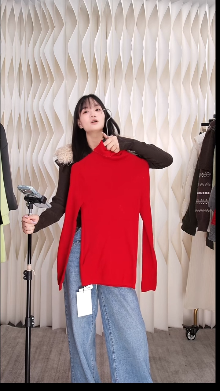 内搭高领纯色修身显瘦针织打底衫上衣均码