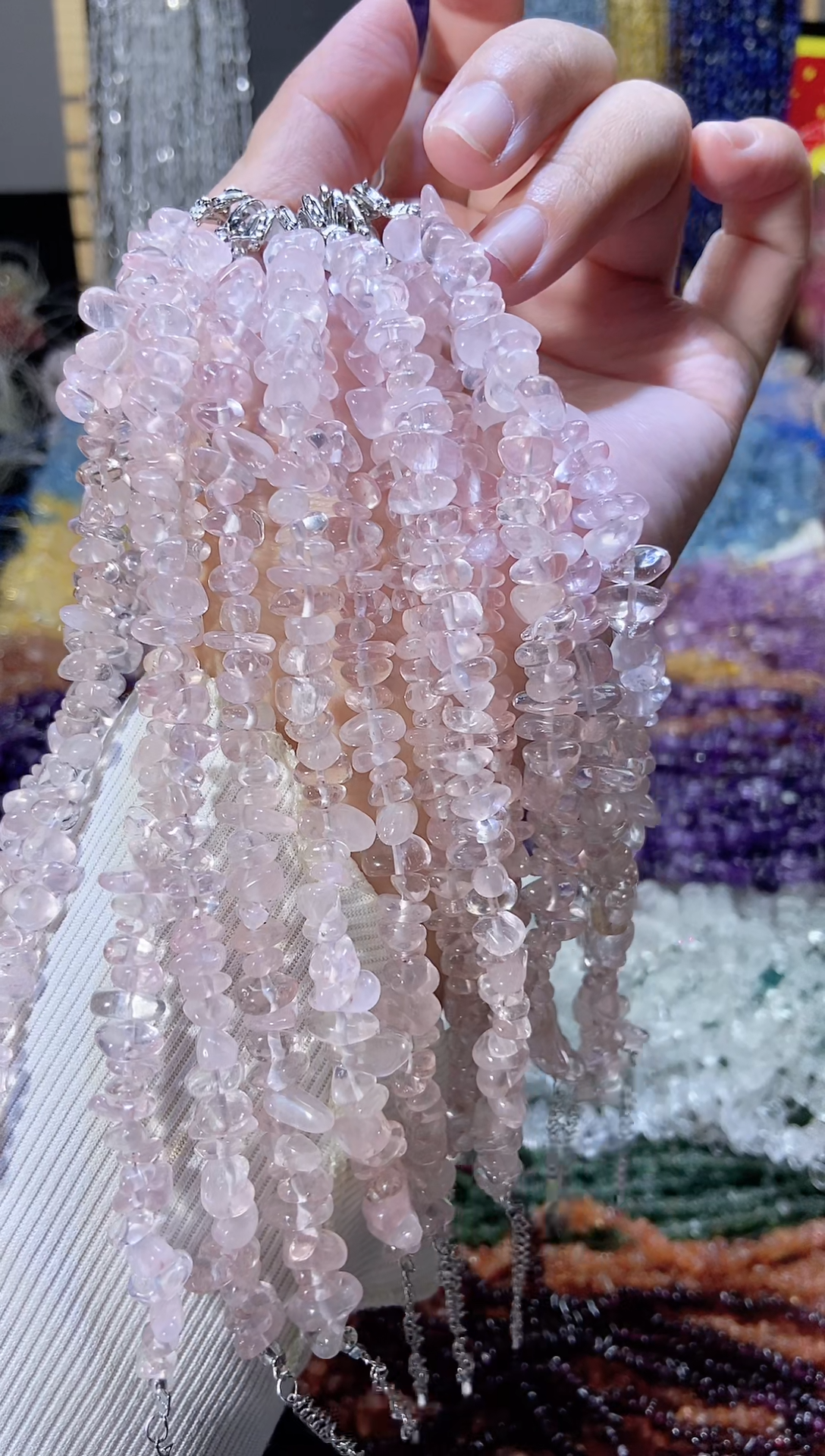 未镶嵌珠宝半成品水晶粉水晶手链