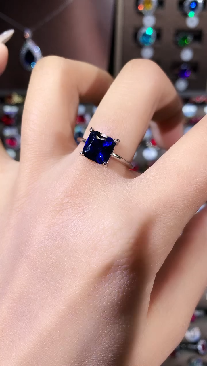无925银皇家蓝色戒指