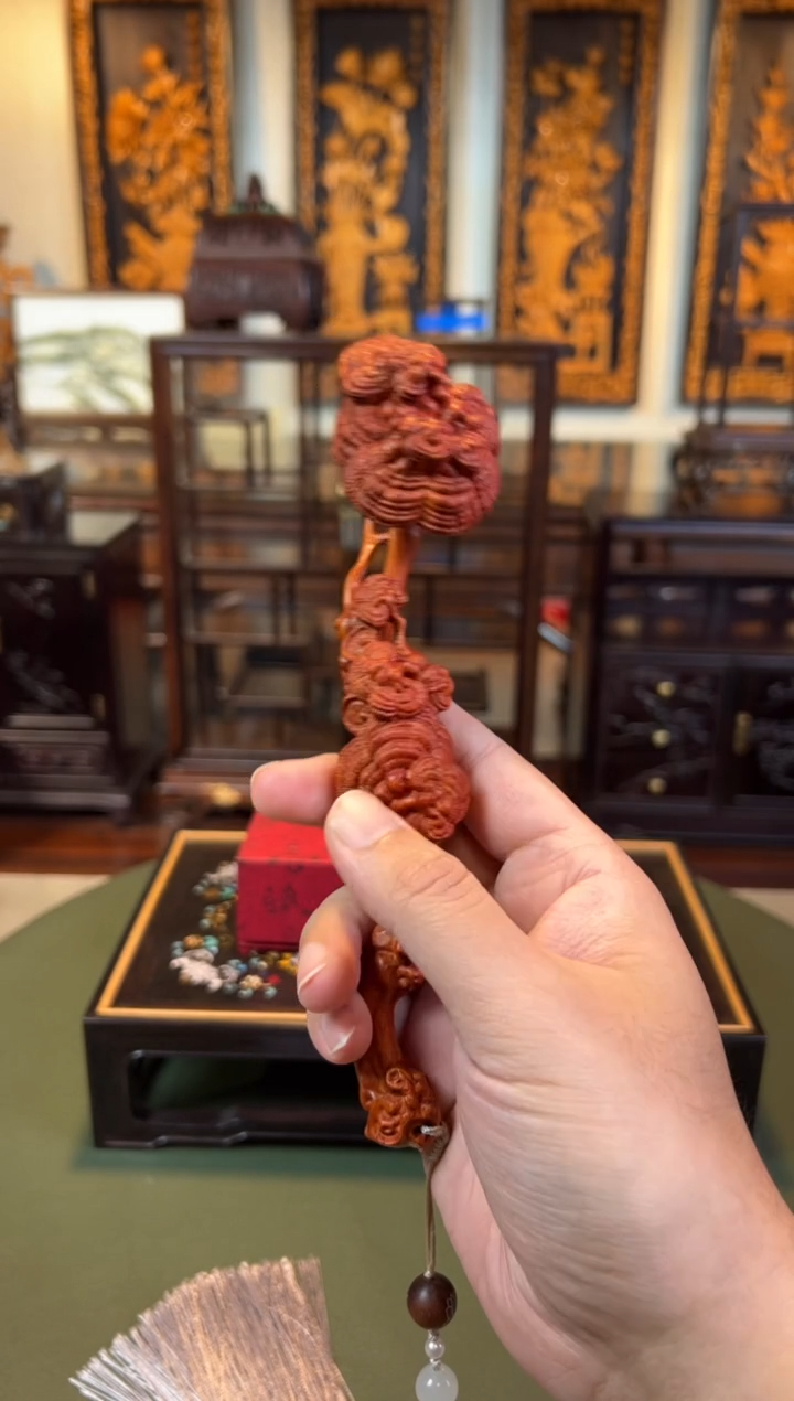 紫檀木类成套家具赞比亚血檀一料整雕20厘米流苏颜色随机