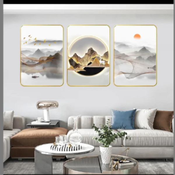 S120客厅山水装饰画沙发背景墙风景挂画新中式现代简约壁画楼梯画
