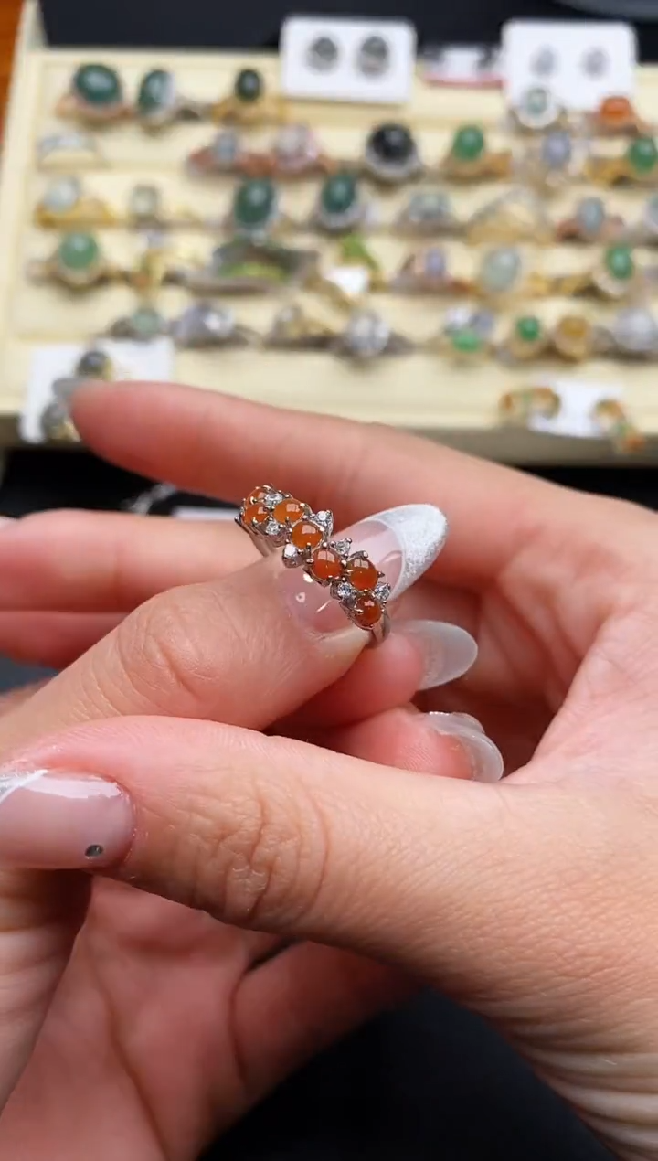 【闪购商品】翡翠戒指银S925镶嵌777777777+9