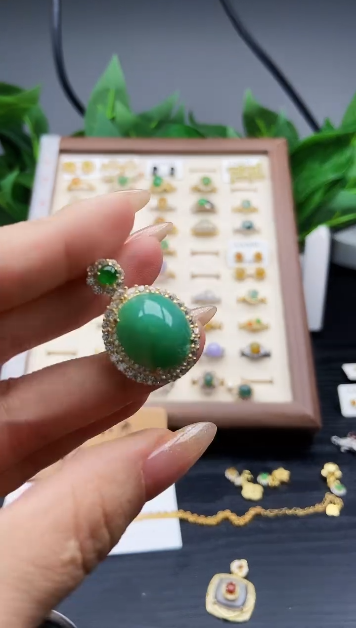 银S925镶嵌戒指翡翠12