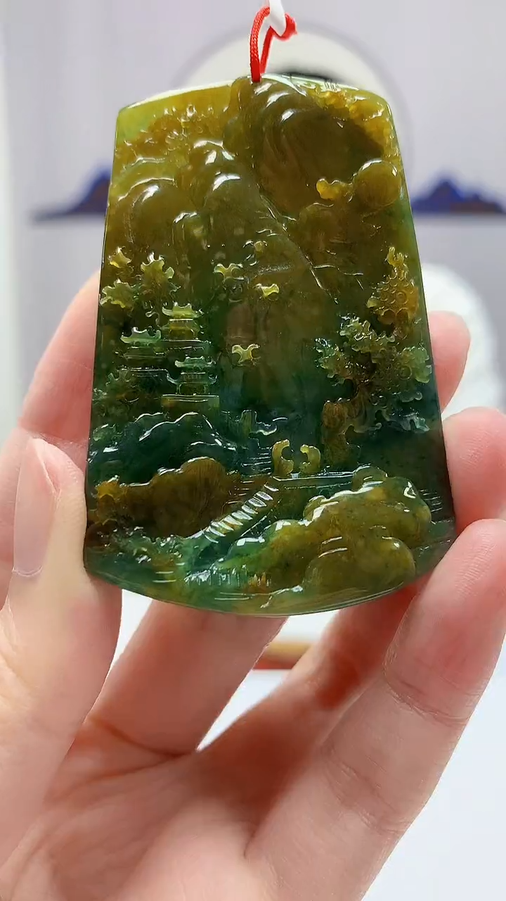 【闪购商品】定制翡翠未镶嵌4812zm-毛货挂件山水124