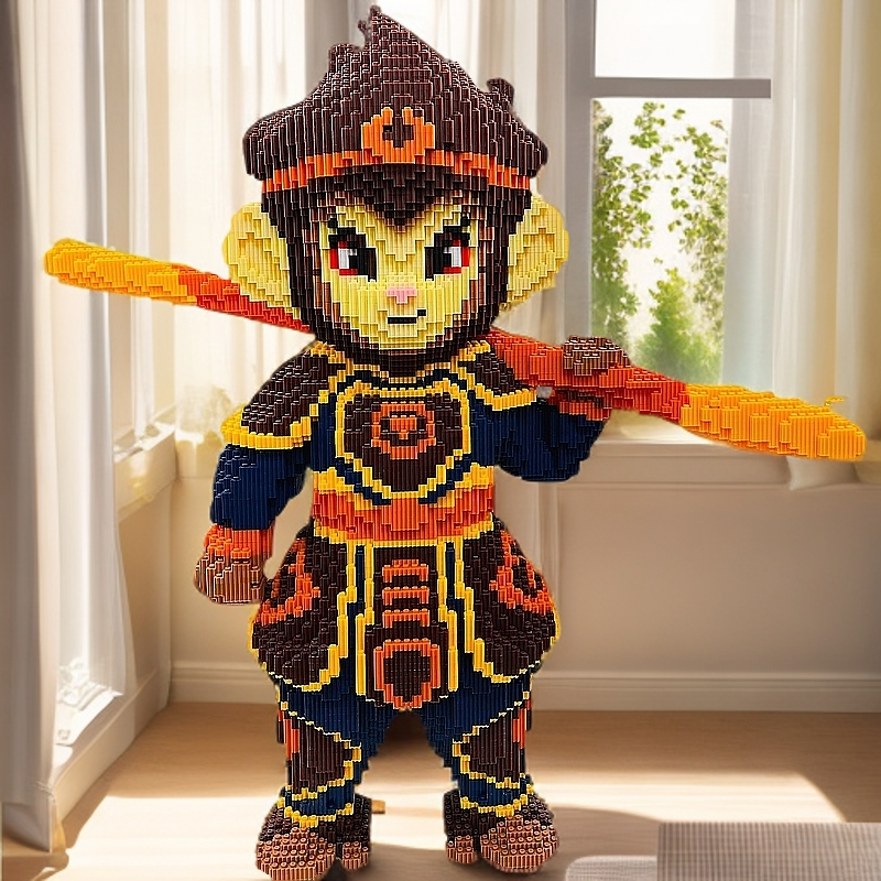 蛇年新款70CM暗黑齐天大圣悟空大颗粒积木益智玩具手工礼物送心意