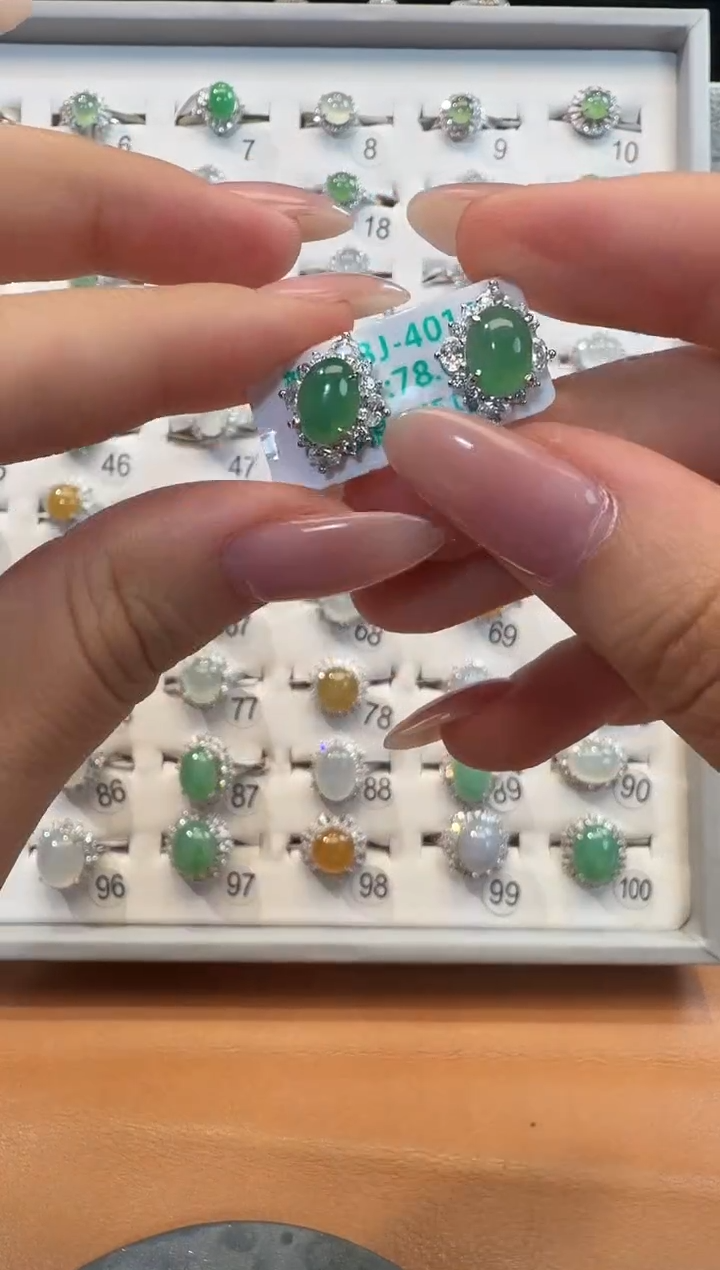 银S925镶嵌翡翠耳饰925银镶翡翠镶嵌