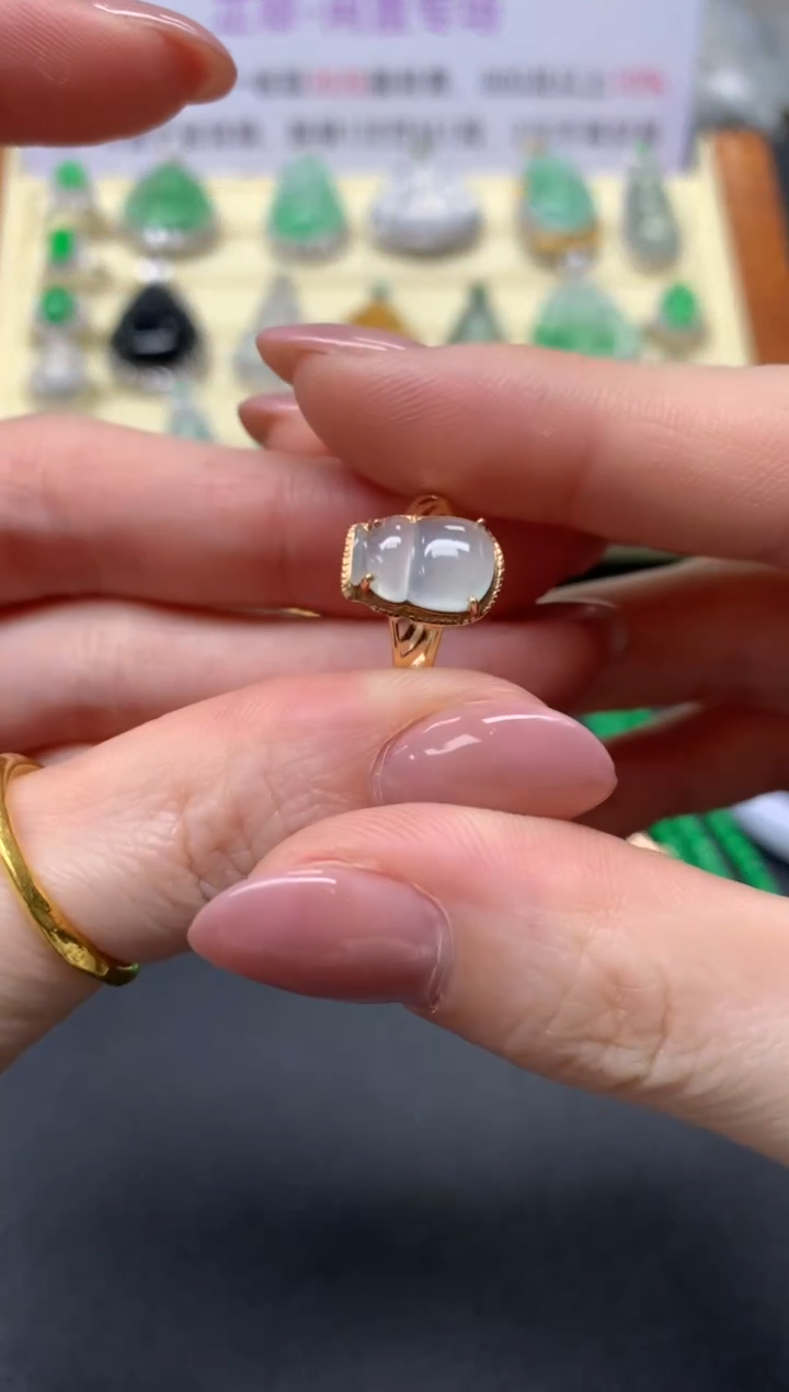 翡翠18K金镶嵌戒指戒指|1200+120