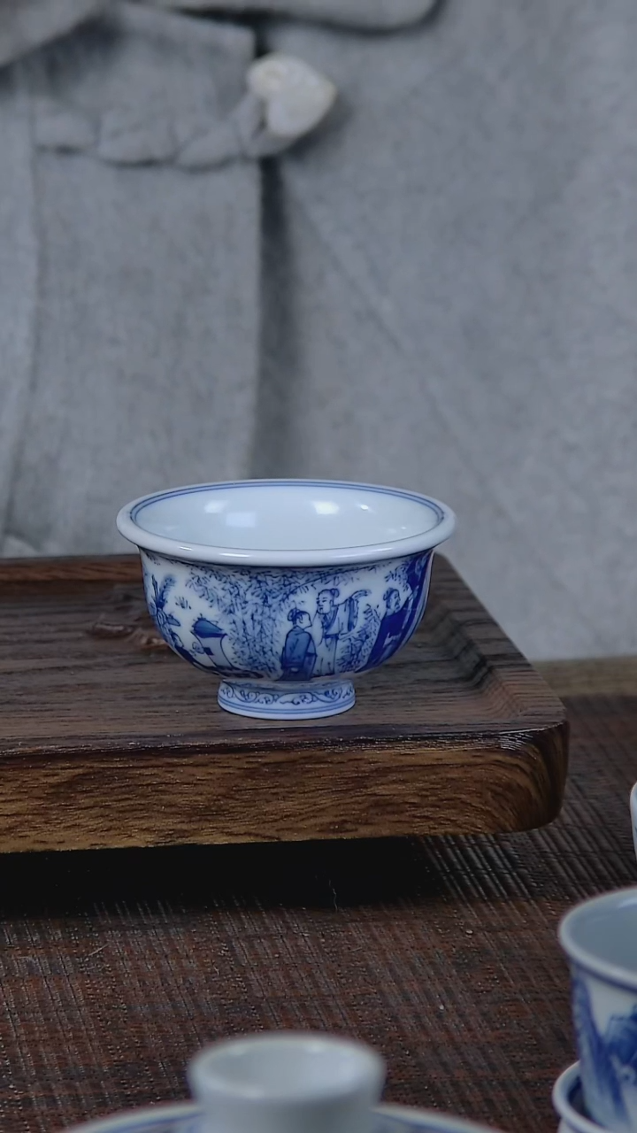 【闪购商品】折葵非器手工手绘竹林七贤小压手杯