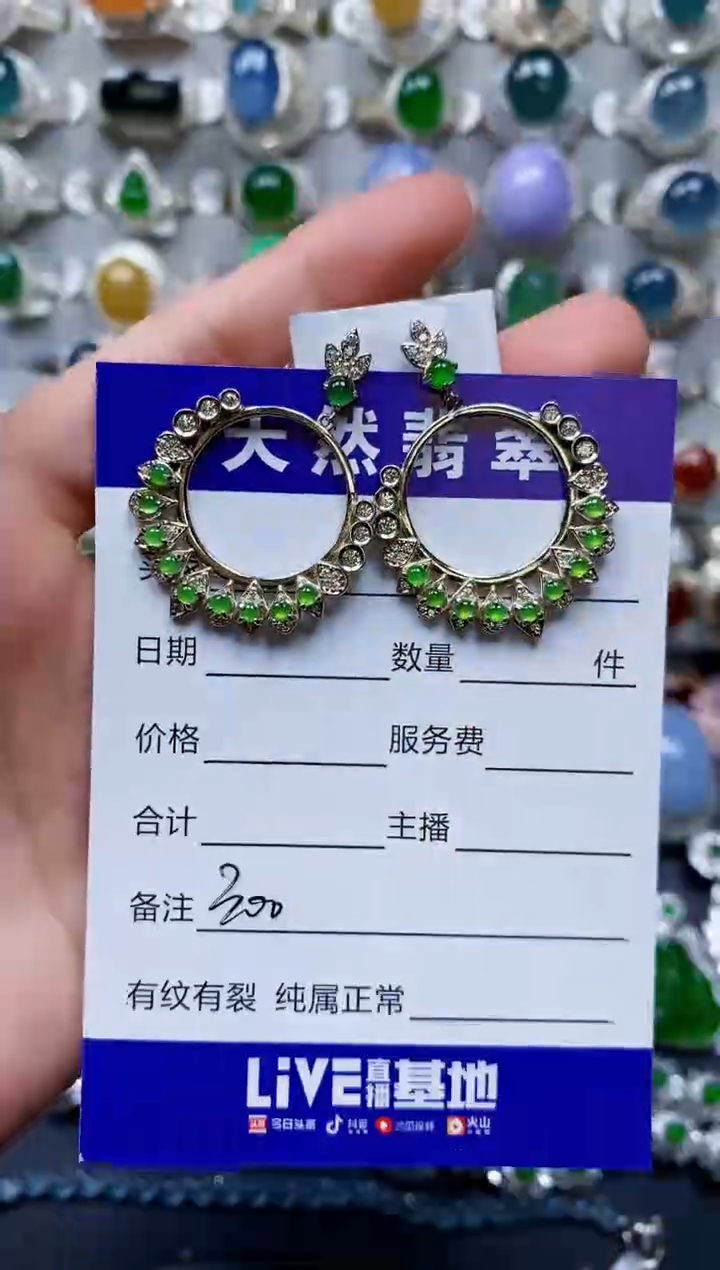 【闪购商品】翡翠耳饰银S925镶嵌0300