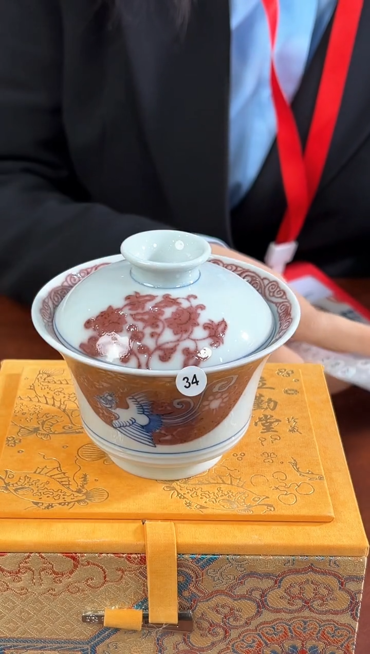 【闪购商品】盖碗青花釉里红凤凰二才盖碗34