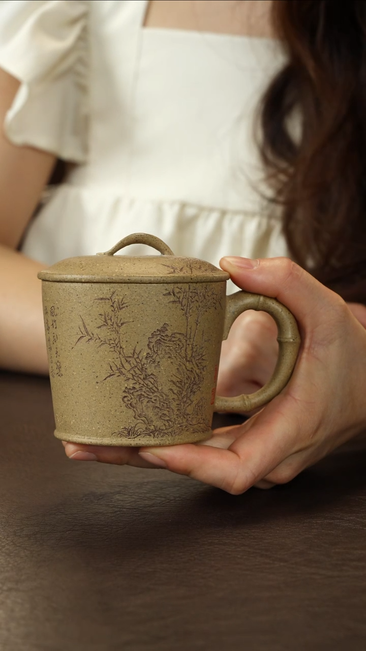 茶杯紫砂蒋文琴粗砂老段泥盖杯