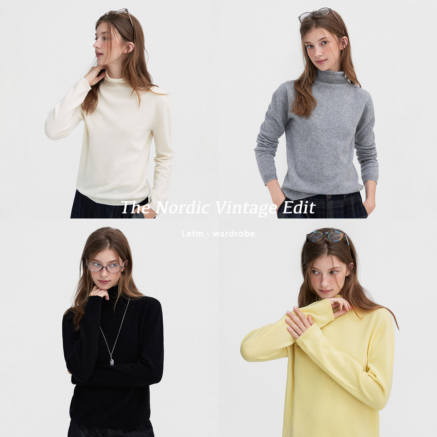 LETM-bai搭温暖神器‘绵羊毛山羊绒高领堆堆领针织打底衫女