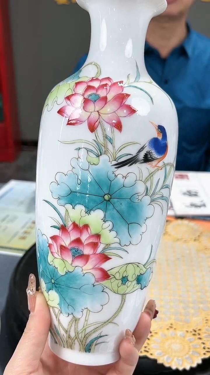 【闪购商品】官窑瓷画院862官窑瓷画院花鸟赏瓶
