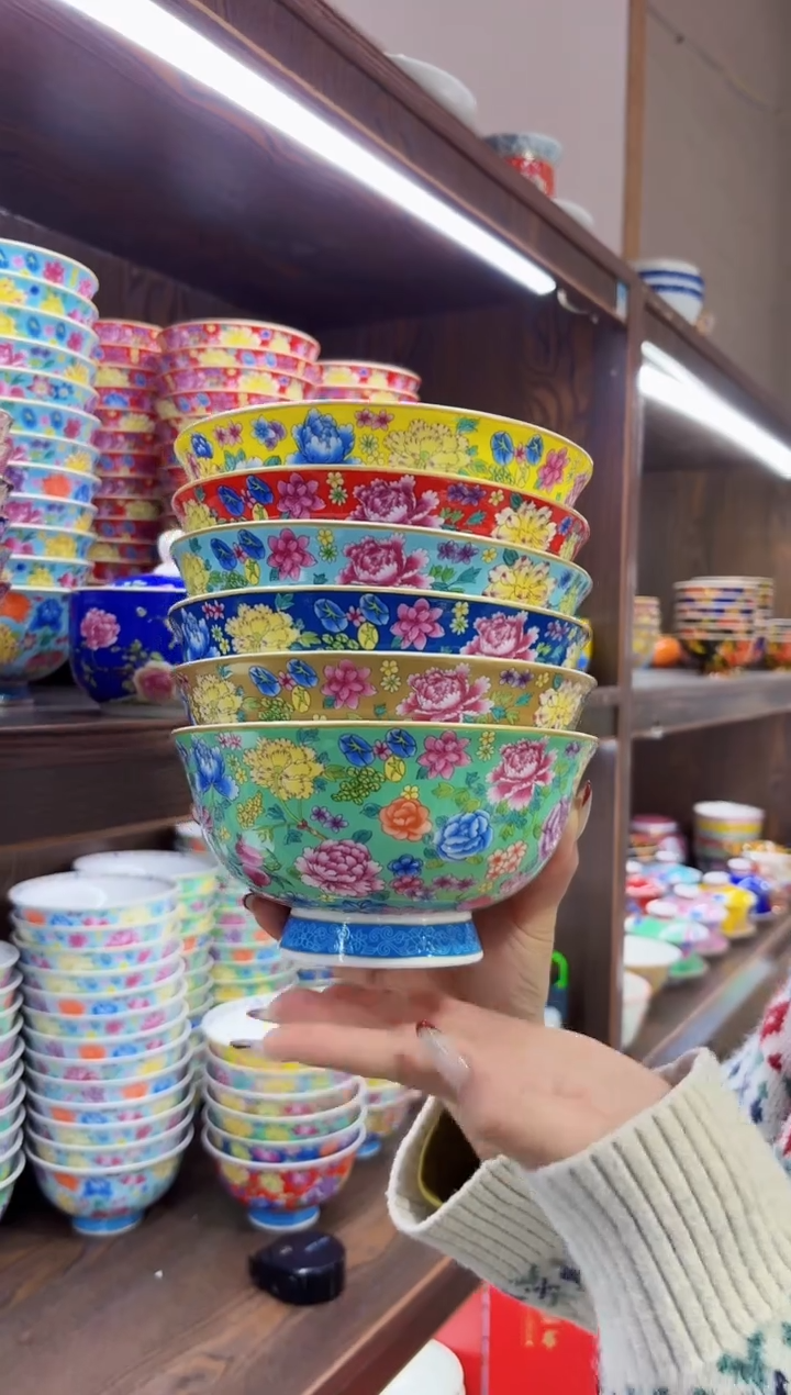 珐琅 6英寸面碗6个景德镇陶瓷