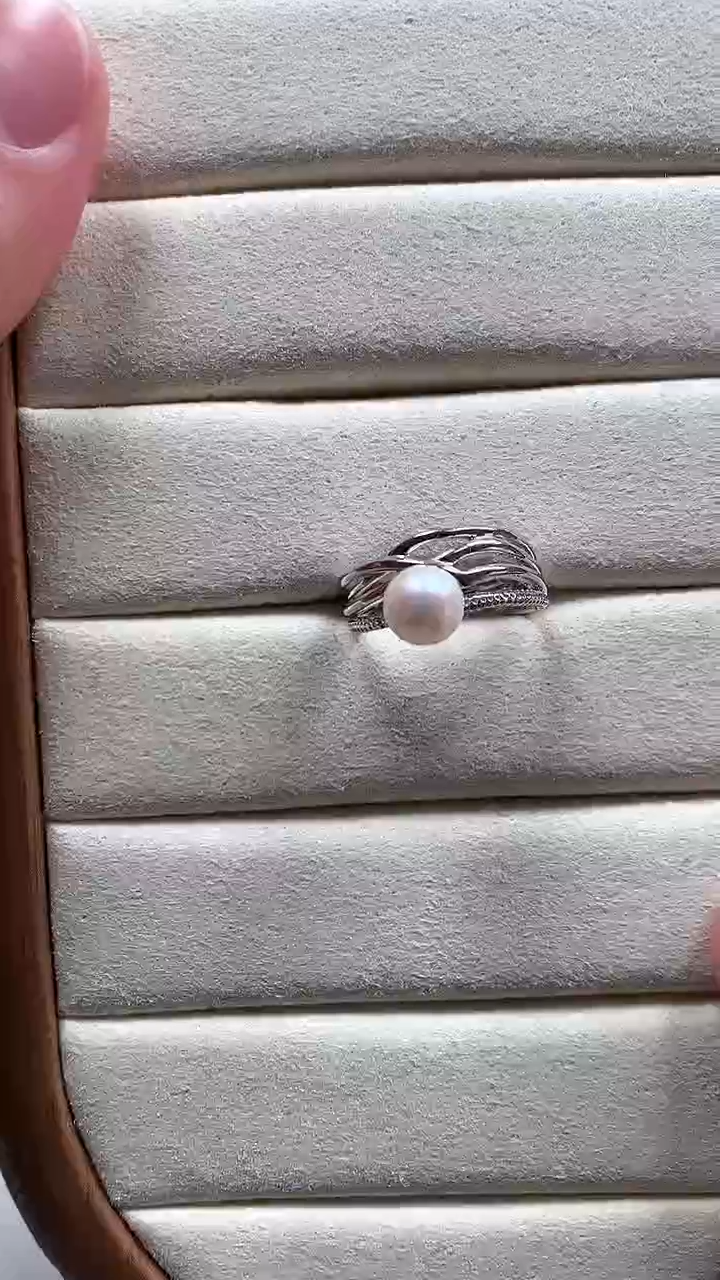 【闪购商品】海水珍珠戒指银S925镶嵌宽版珍珠戒指