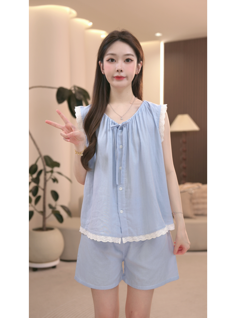 DM定制【雾蓝谧镜】设计款夏季家居宽松服套装
