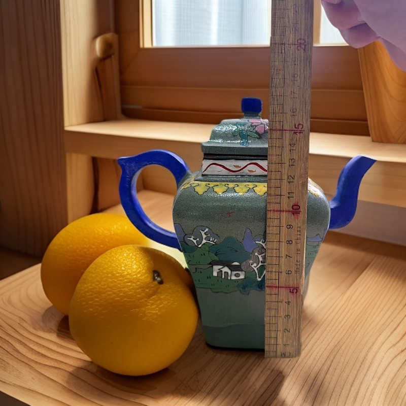 海外舶来品 纯属工制作 紫砂壶蓝色复古陶瓷大容量纯手工茶道精美