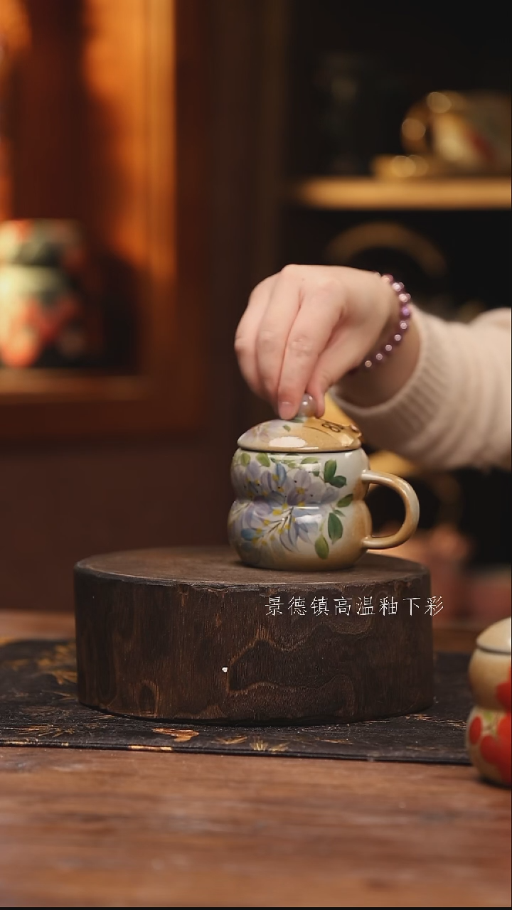 陶瓷景德镇高温釉下手绘陶瓷@L826@