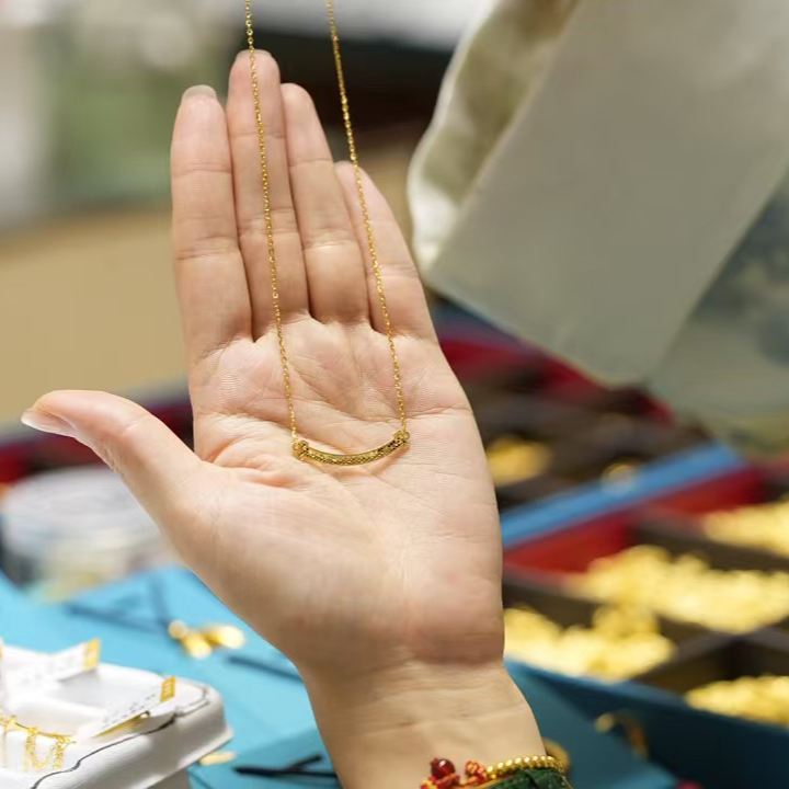 【巧玲专属】足金999碎冰冰弯管项链 经典时尚百搭丨3.88丨