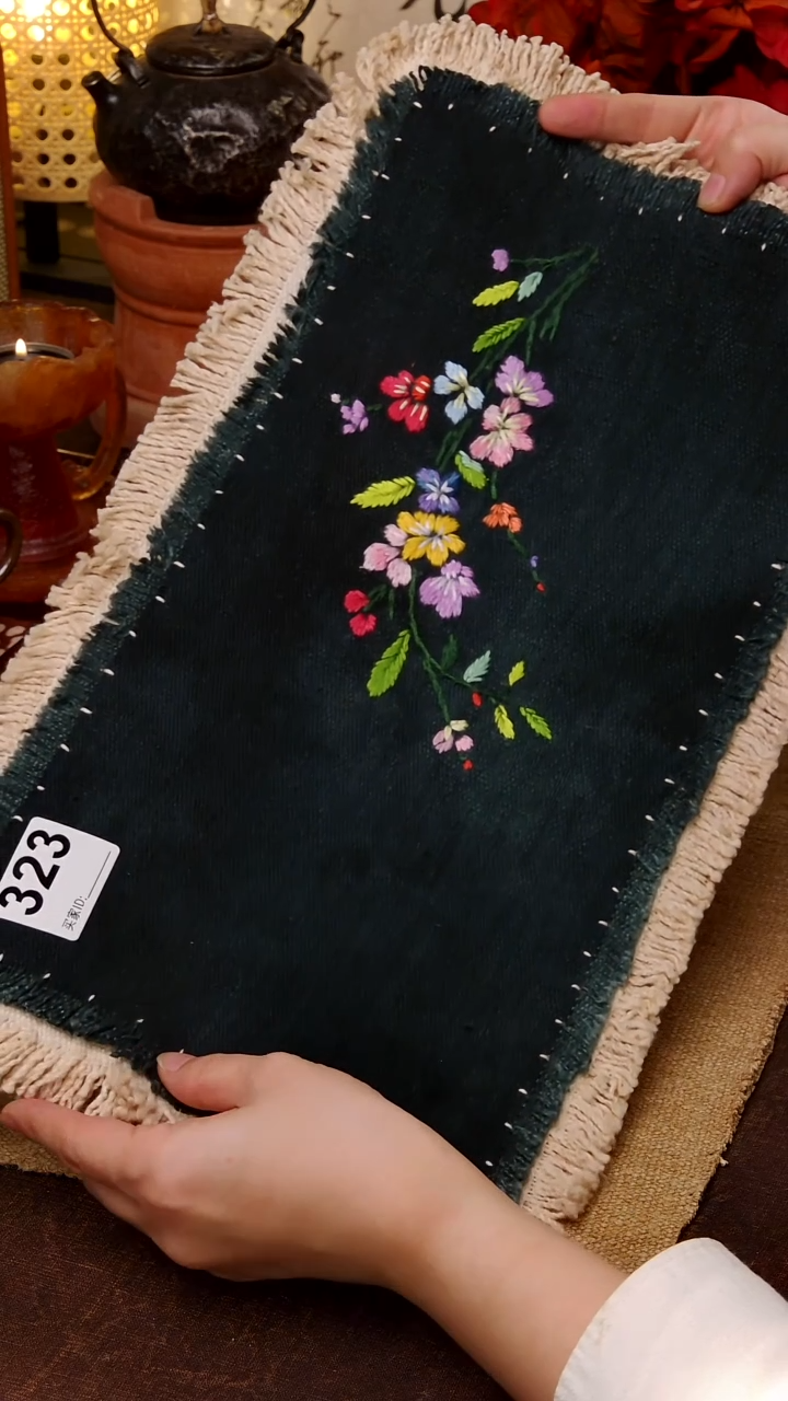 Cici手作刺子绣柿染壶垫杯垫-323