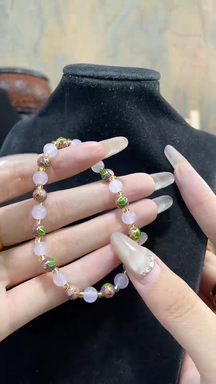 非遗手工景泰蓝0.6手串紫色