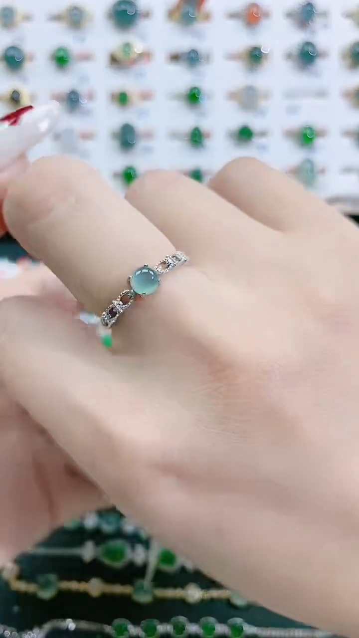 银S925镶嵌戒指翡翠天然翡翠