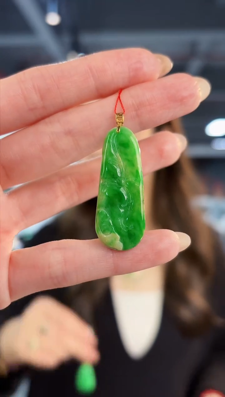 【闪购商品】翡翠吊坠(不含链)18K金镶嵌缅料A货/支持复检/一件