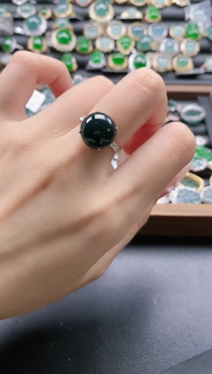 【闪购商品】翡翠戒指银S925镶嵌51511