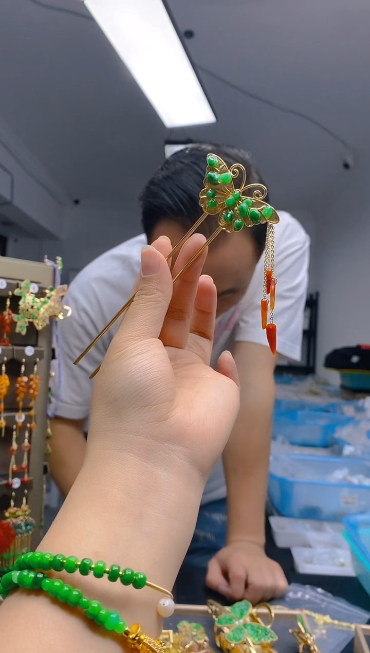 【闪购商品】翡翠耳饰合金0378翡翠发簪